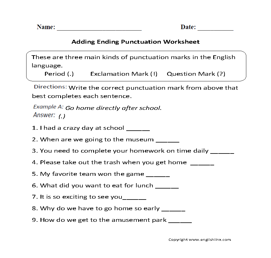 Free Printable Punctuation Worksheets For Middle School Printable Worksheets