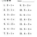 Quiz Subtraction Worksheet   Free Kindergarten Math Worksheet For | Free Printable Addition And Subtraction Worksheets