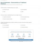 Quiz & Worksheet   Characteristics Of Traditional Literature | Study | Printable Literature Worksheets