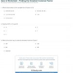 Quiz & Worksheet   Finding The Greatest Common Factor | Study   Free | Free Printable Greatest Common Factor Worksheets