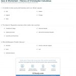 Quiz & Worksheet   History Of Christopher Columbus | Study | Christopher Columbus Printable Worksheets