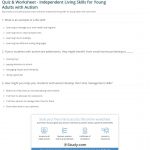 Quiz & Worksheet   Independent Living Skills For Young Adults With | Free Printable Independent Life Skills Worksheets
