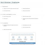 Quiz & Worksheet   Paraphrasing | Study | Printable Paraphrase Practice Worksheet