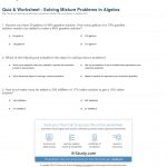 Quiz & Worksheet   Solving Mixture Problems In Algebra | Study | Free Printable Worksheets On Mixtures And Solutions
