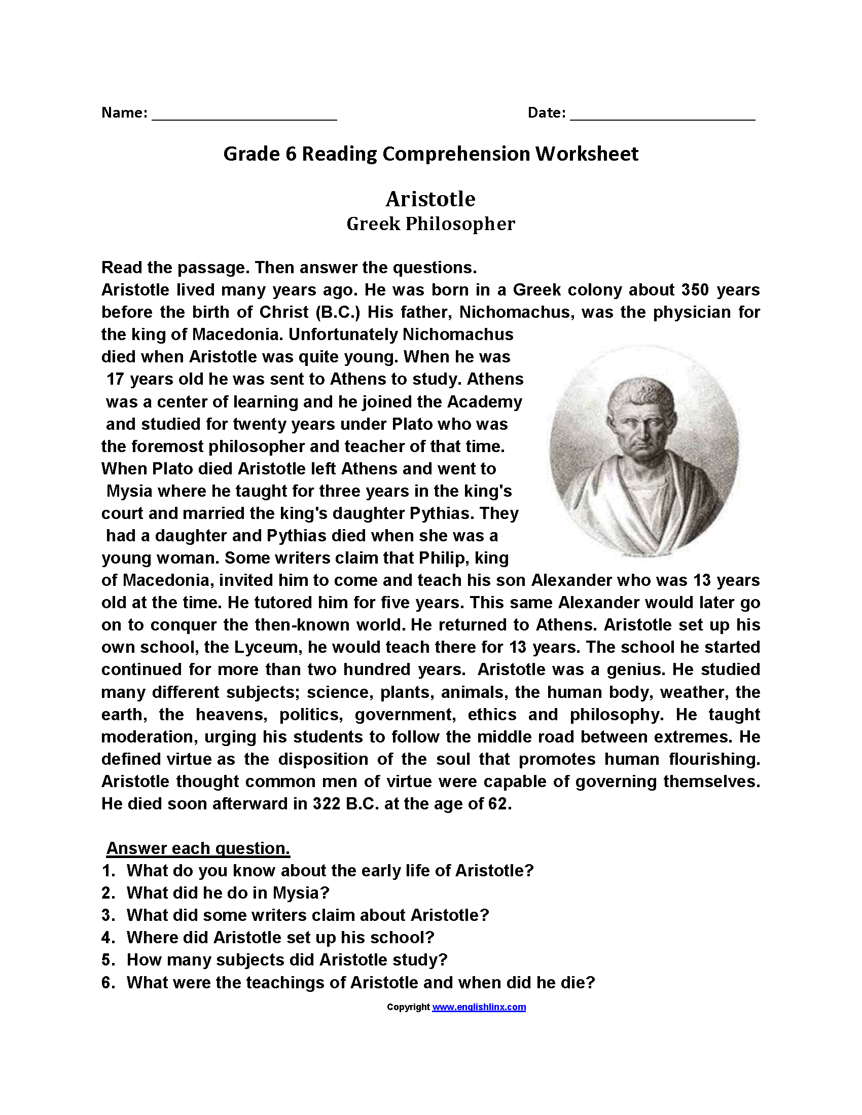 Reading Worksheets | Sixth Grade Reading Worksheets | Reading Worksheets For 6Th Grade Printable