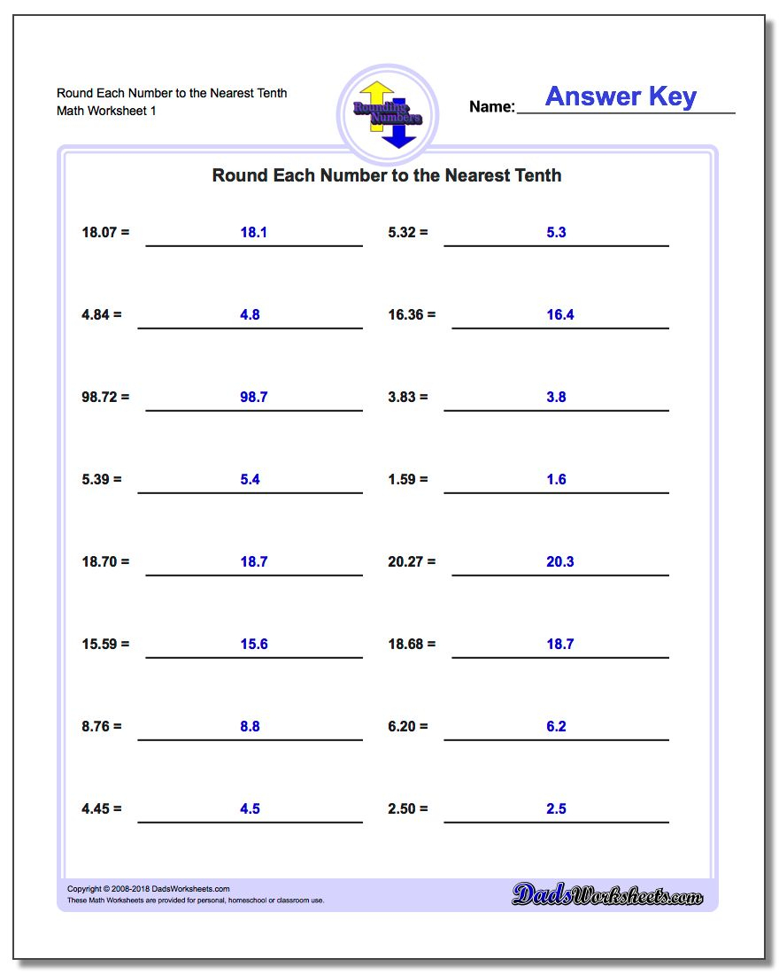 Rounding To The Nearest Ten Worksheets