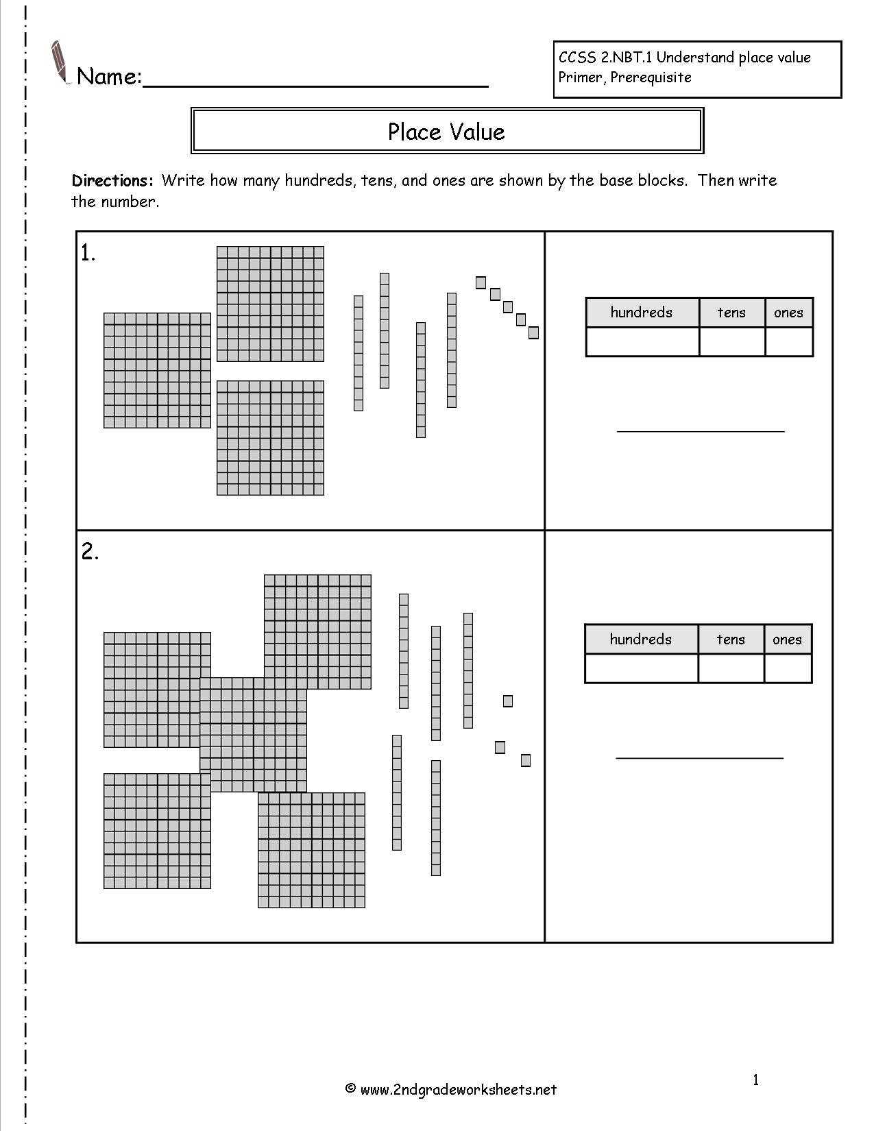 Second Grade Place Value Worksheets | Free Printable Base Ten Block Worksheets