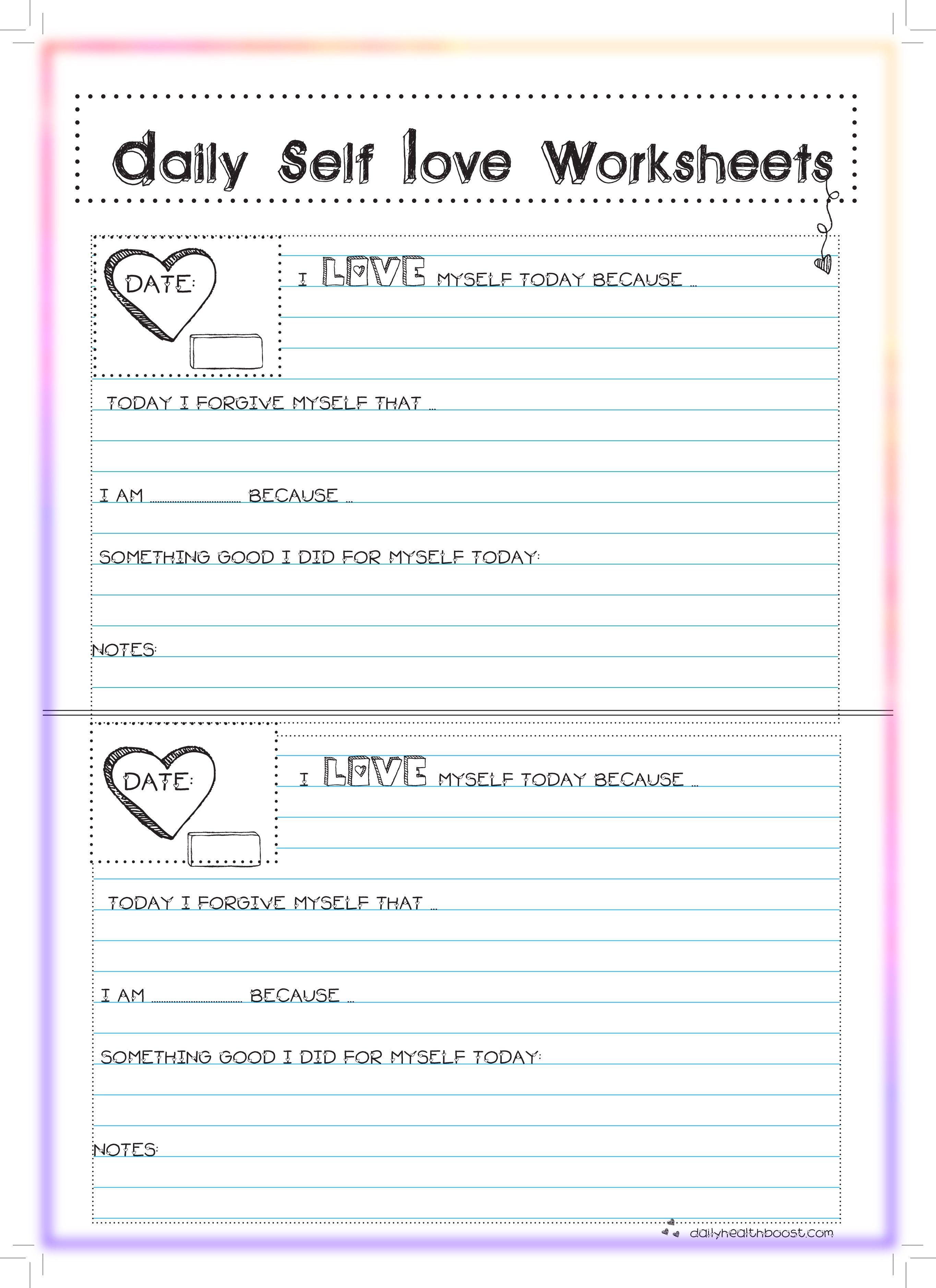Self Love Worksheets | Bhis Activities | Therapy Worksheets | Printable Self Esteem Worksheets For Teenagers