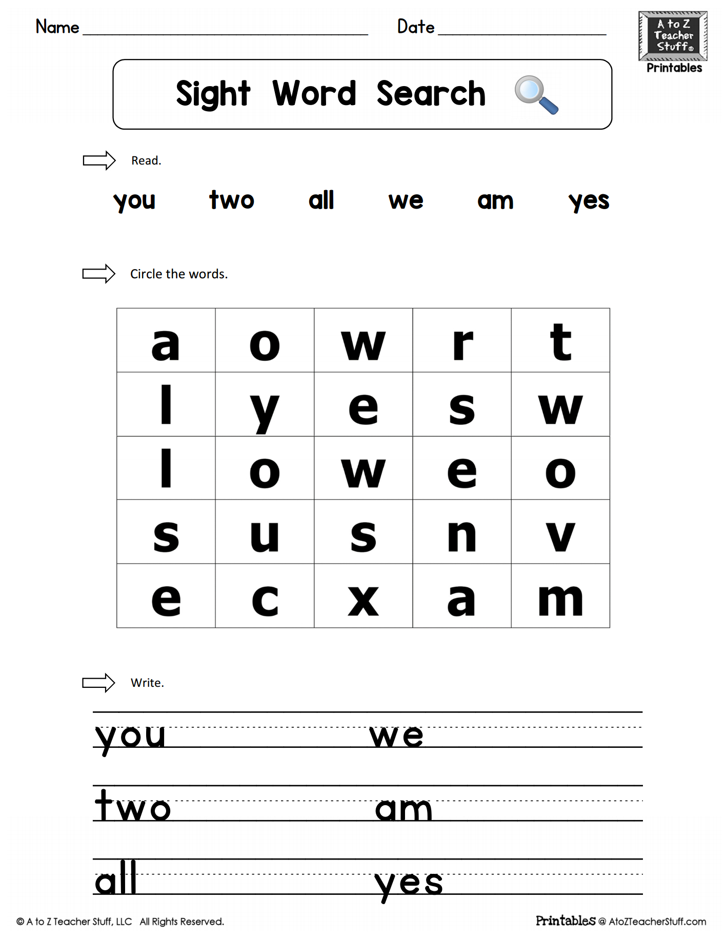 1St Grade Sight Words Printables Worksheets Printable Worksheets
