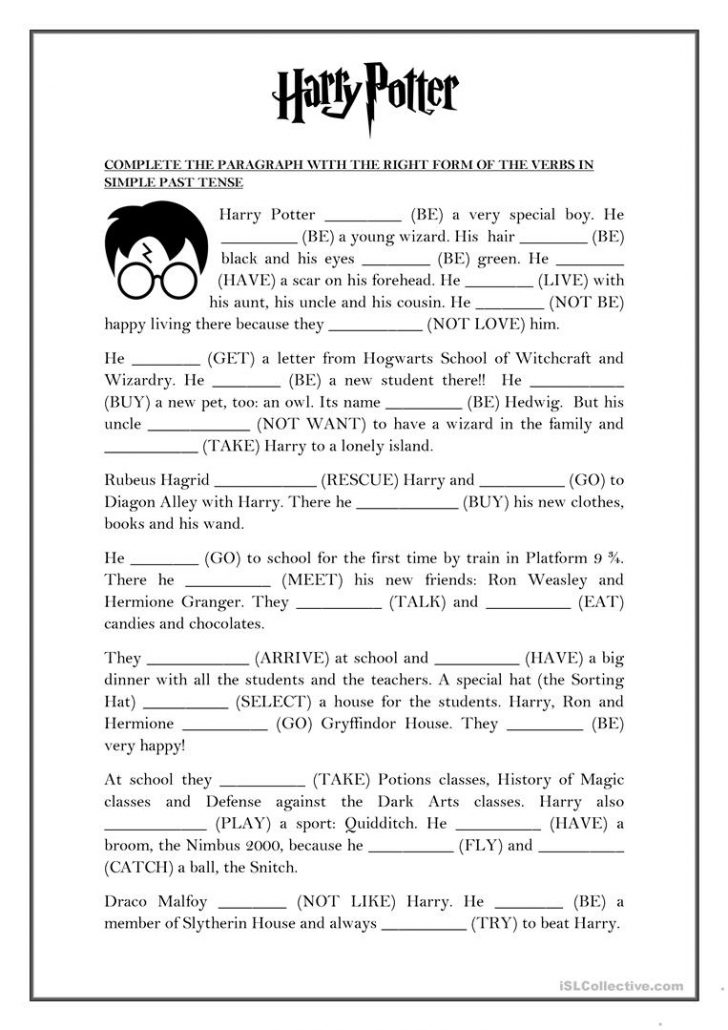 Simple Past Tense Harry Potter Worksheet Free Esl Printable Harry Simple Past Tense Harry Potter Worksheet Free Esl Printable Harry