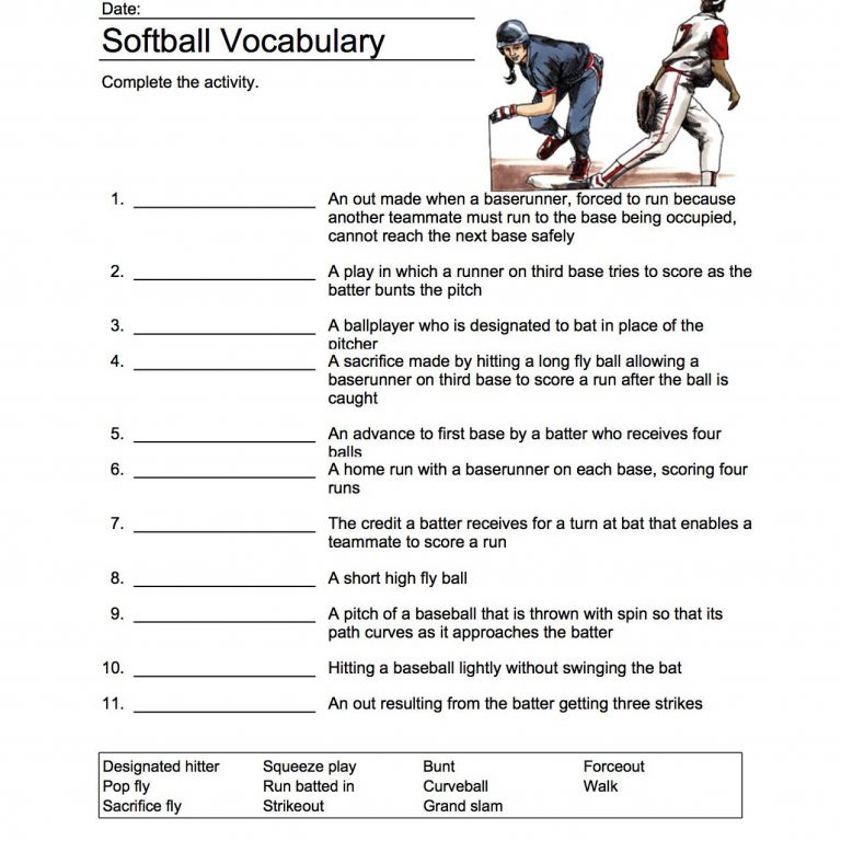 Softball Word Search, Vocabulary, Crossword And More | Softball ...