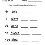 Spanish Number Worksheet   Free Kindergarten Learning Worksheet For Kids | Free Printable Spanish Worksheets For Beginners