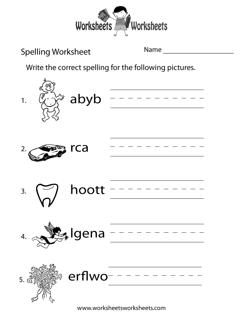 Spelling Test Worksheet - Free Printable Educational Worksheet | Free Printable Spelling Worksheets