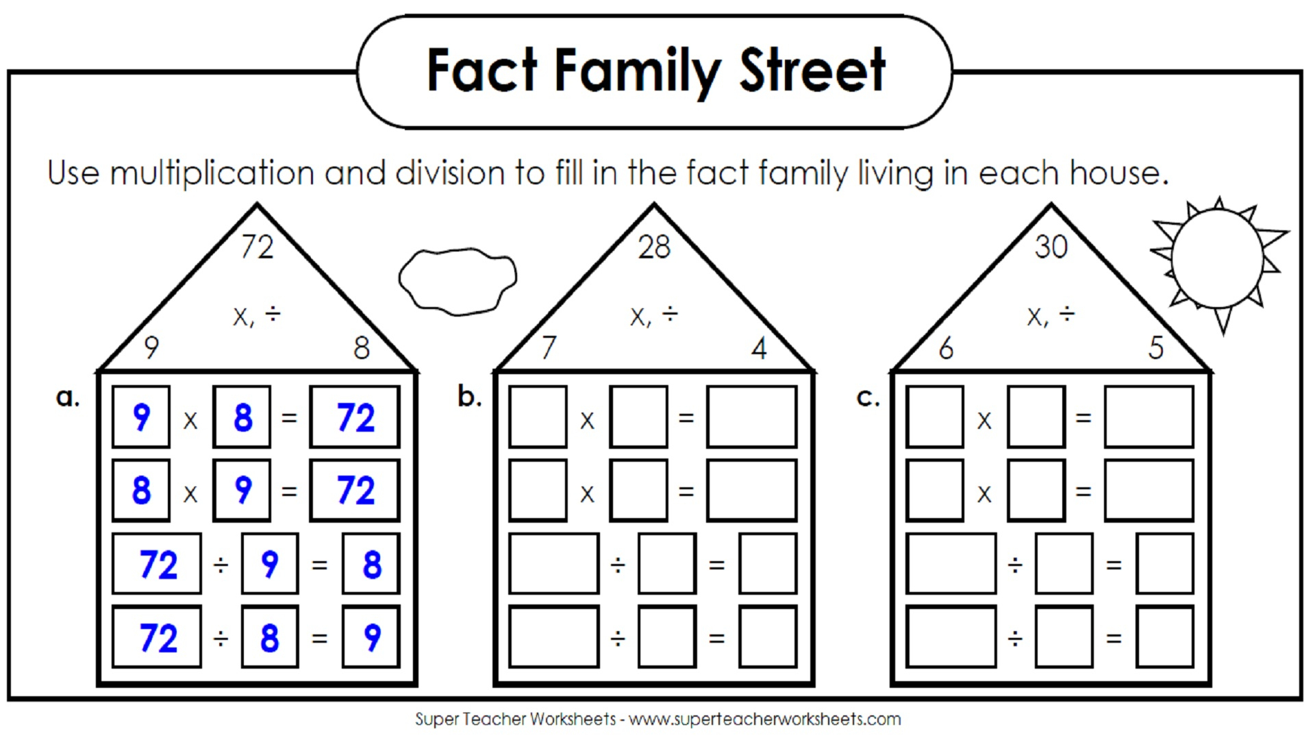 Free Printable Multiplication Division Fact Family Worksheets Printable Worksheets