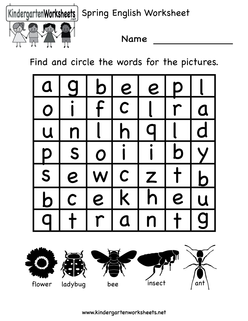 Spring English Worksheet - Free Kindergarten Holiday Worksheet For | Kindergarten Homework Printable Worksheets