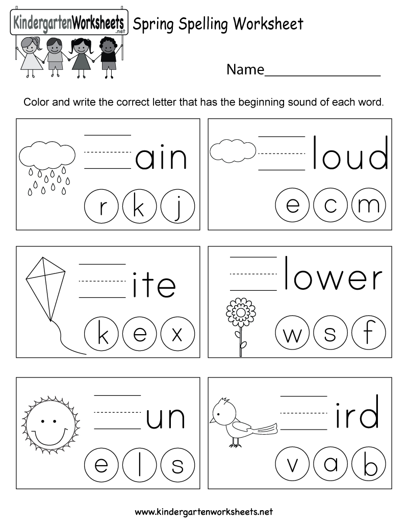 Spring Spelling Worksheet - Free Kindergarten Seasonal Worksheet For | Free Printable Spring Worksheets For Elementary