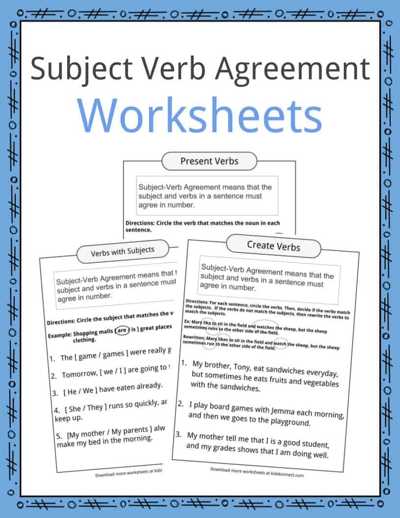 Subject Verb Agreement Worksheets | Kidskonnect | Free Printable Subject Verb Agreement Worksheets