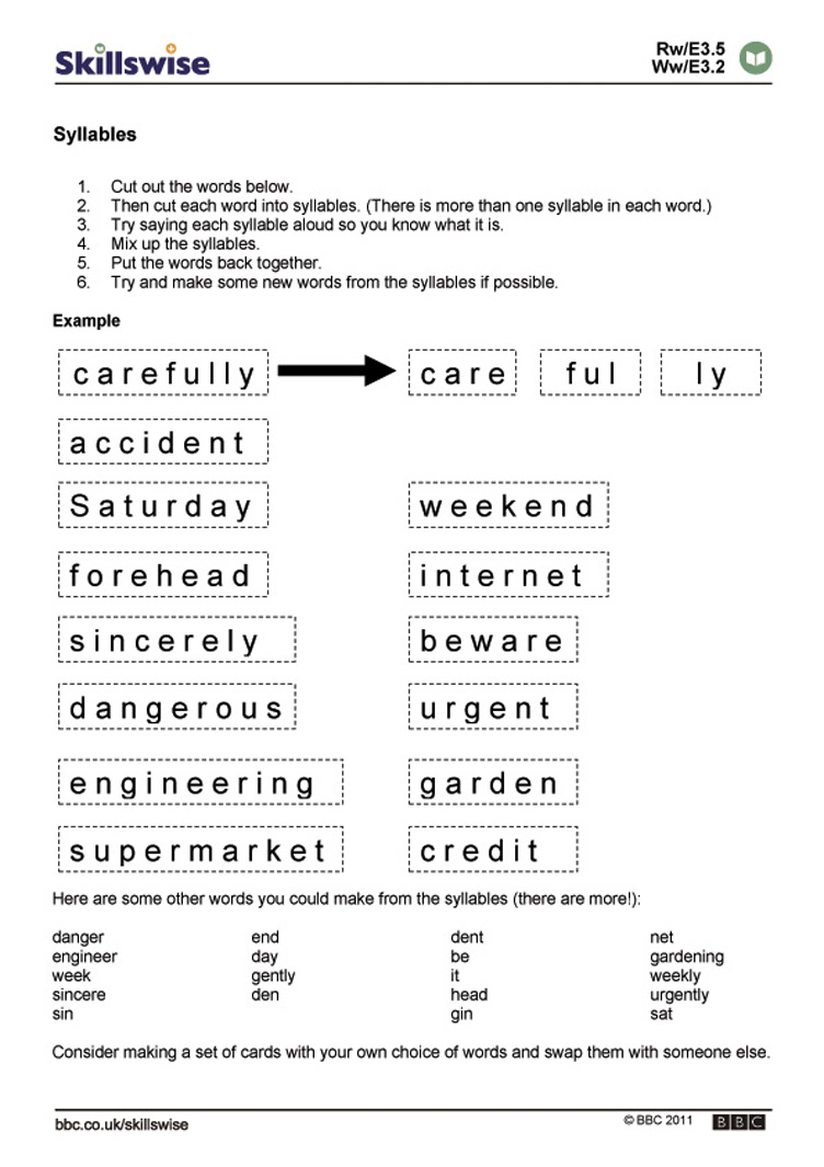 Open Closed Syllables Worksheet