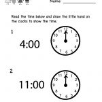Telling Time Worksheet   Free Kindergarten Math Worksheet For Kids | Free Printable Time Worksheets For Kindergarten