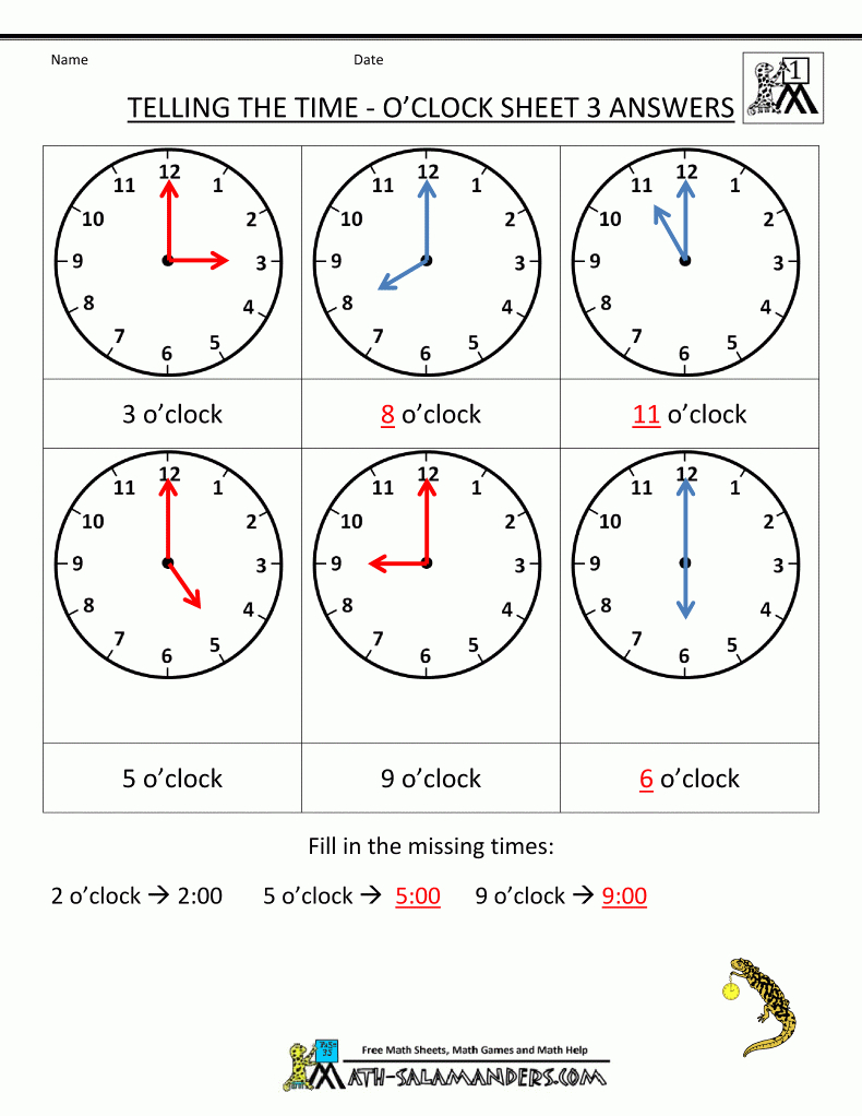 Telling Time Worksheets - O&amp;#039;clock And Half Past | Kindergarten Clock Worksheet Printables
