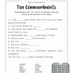 Ten Commandments Worksheet For Kids | Junior Church | Bible Lessons | Free Printable 5 W&#039;s Worksheets