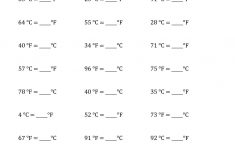 The Converting Between Fahrenheit And Celsius With No Negative | Temperature Conversion Worksheets Printable