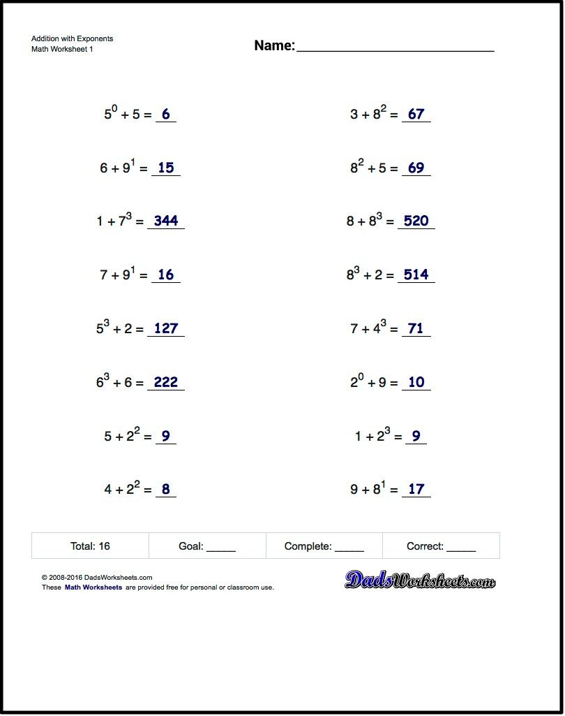 Exponents Worksheets Free Printable Exponent Worksheets Printable Worksheets