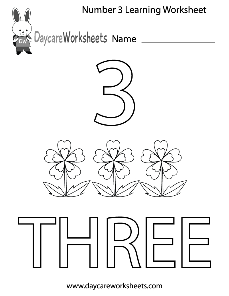 This Free Printable Worksheet Helps Preschoolers Learn The Number | Free Printable Number 3 Worksheets