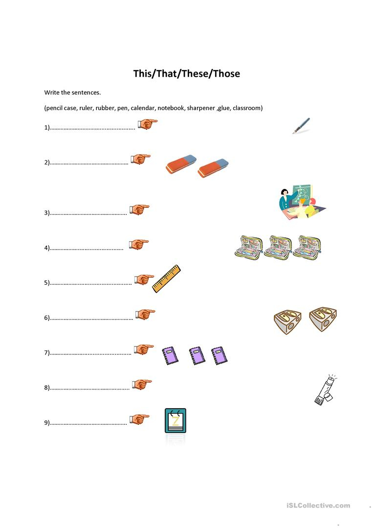 This/that/these/those-Classroom Objects Worksheet - Free Esl | This That These Those Worksheets Printable