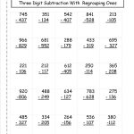Three Digit Subtraction Worksheets | Printable Subtraction Worksheets With Borrowing