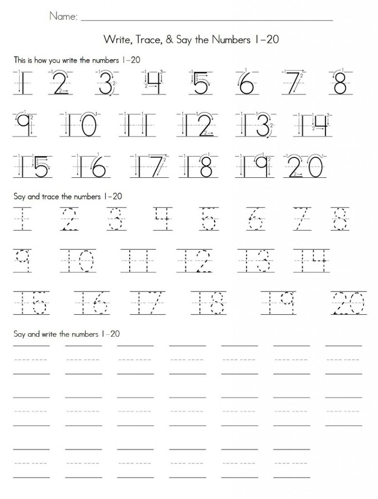 Trace Numbers 1 20 | Kiddo Shelter | Printable Printing Worksheets