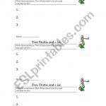 Two Truths And A Lie   Esl Worksheetfutamus | Two Truths And A Lie Worksheet Printable