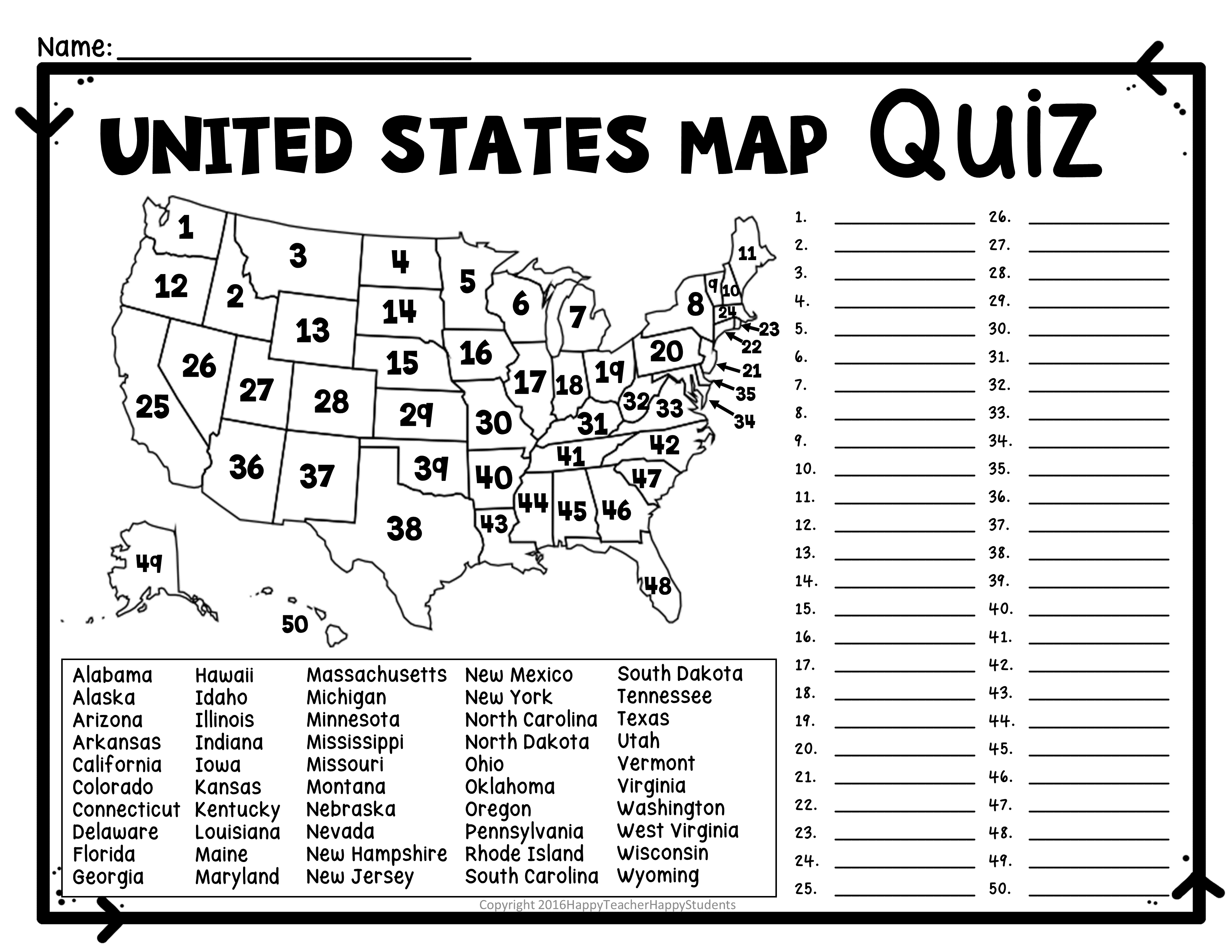 United States Map Quiz &amp;amp; Worksheet: Usa Map Test With Practice | Free Printable States And Capitals Worksheets