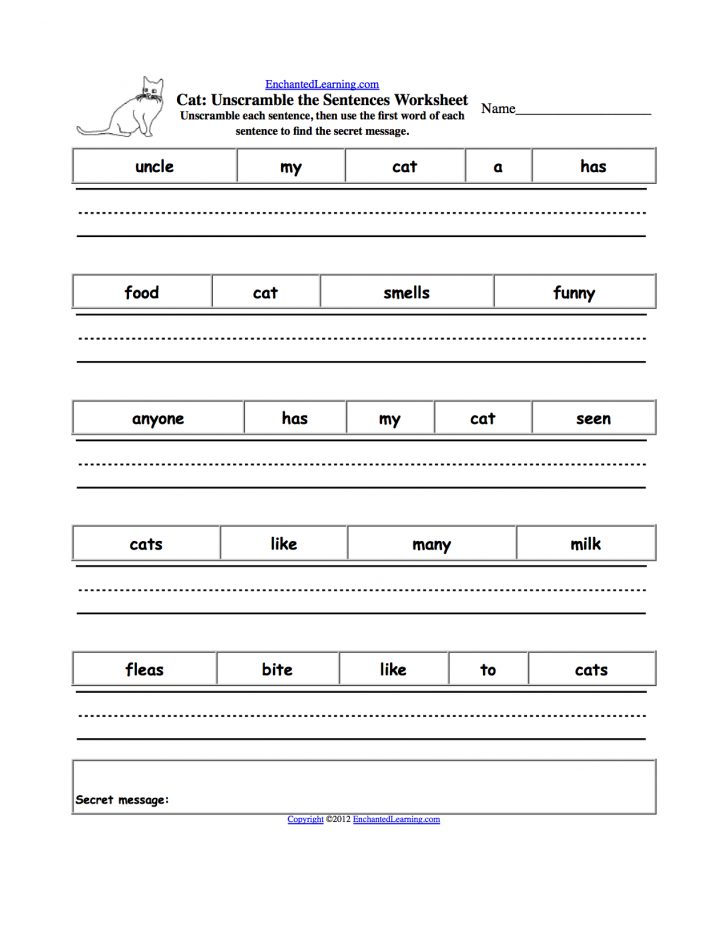 Unscramble The Sentences Worksheets - Enchantedlearning | Free ...