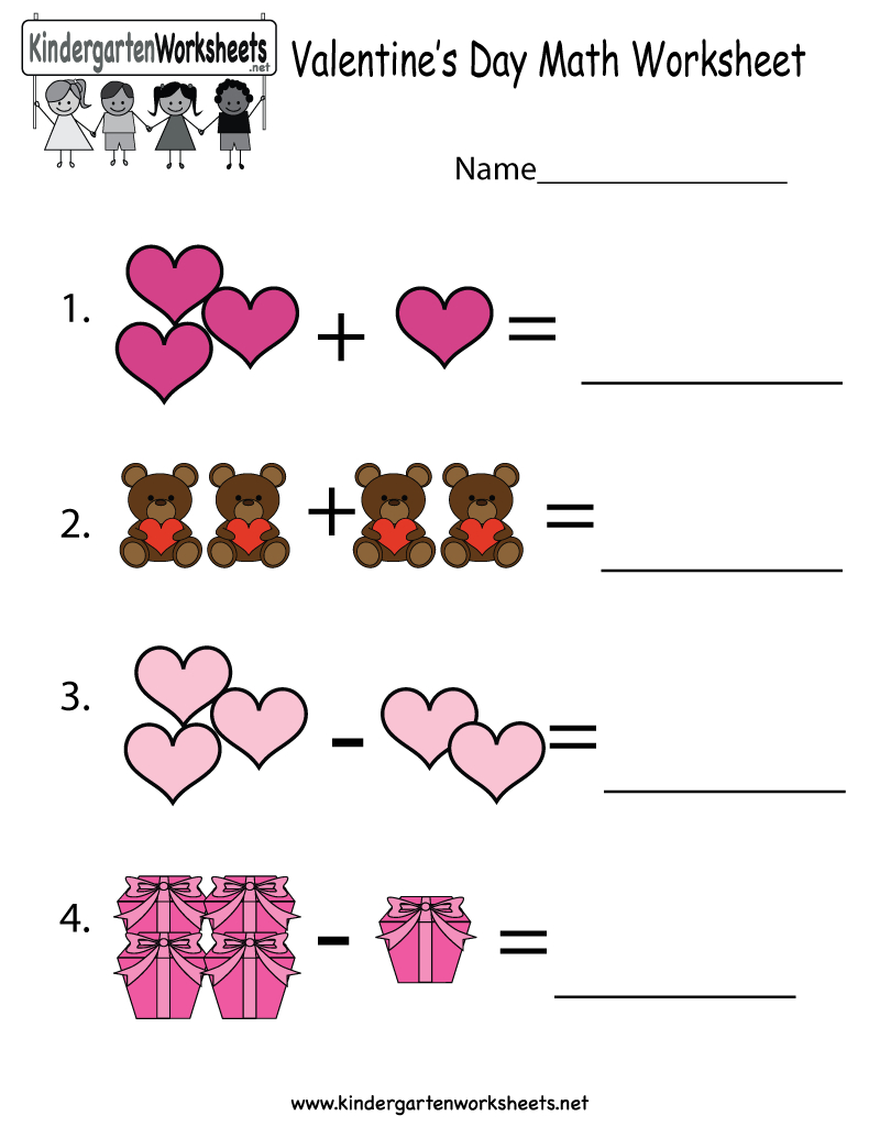 Valentine's Day Math Worksheet - Free Kindergarten Holiday Worksheet | Free Printable Preschool Valentine Worksheets