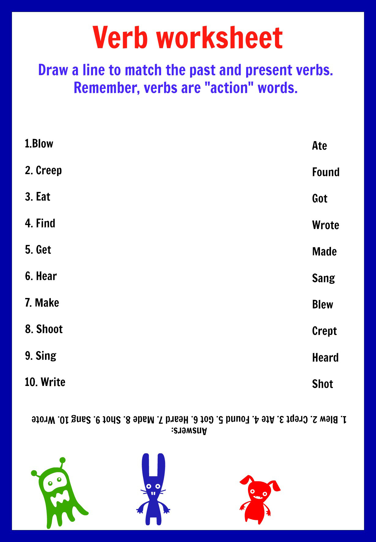 English Verb Worksheets