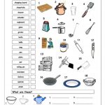 Vocabulary Matching Worksheet   In The Kitchen | Amazing | Life | Kitchen Utensils Printable Worksheets