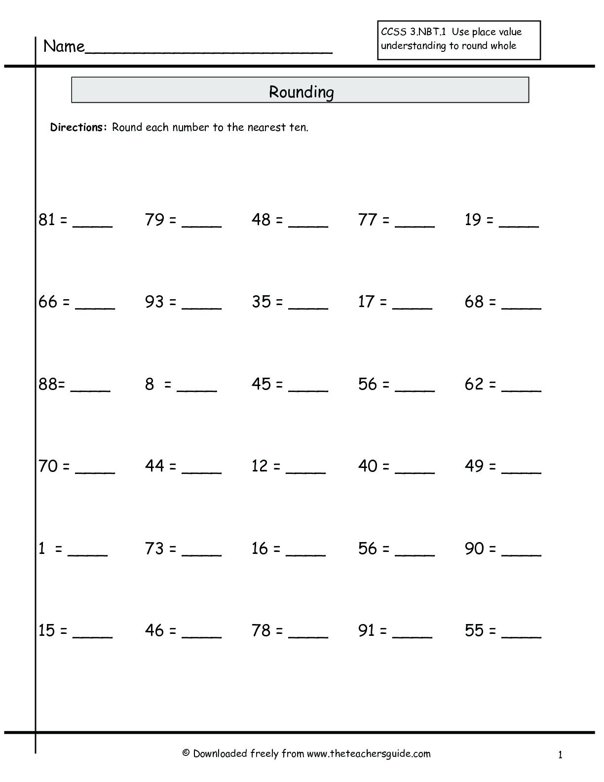 Rounding Numbers To Nearest Tens Worksheet