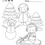 Winter Coloring Worksheet   Free Kindergarten Seasonal Worksheet For | Free Printable Winter Preschool Worksheets