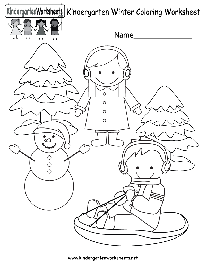 Winter Coloring Worksheet - Free Kindergarten Seasonal Worksheet For | Free Printable Winter Preschool Worksheets