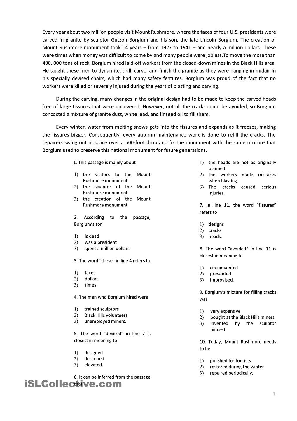 Free Printable Middle School Reading Comprehension Worksheets Printable Worksheets