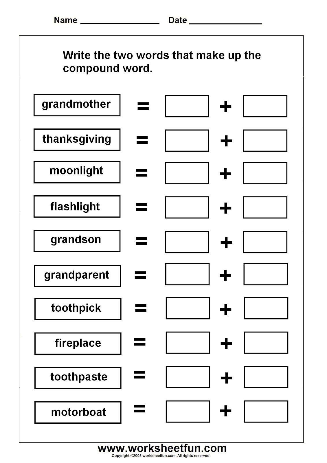 Free Printable Compound Word Worksheets Printable Worksheets Free Printable Compound Word Worksheets Printable Worksheets