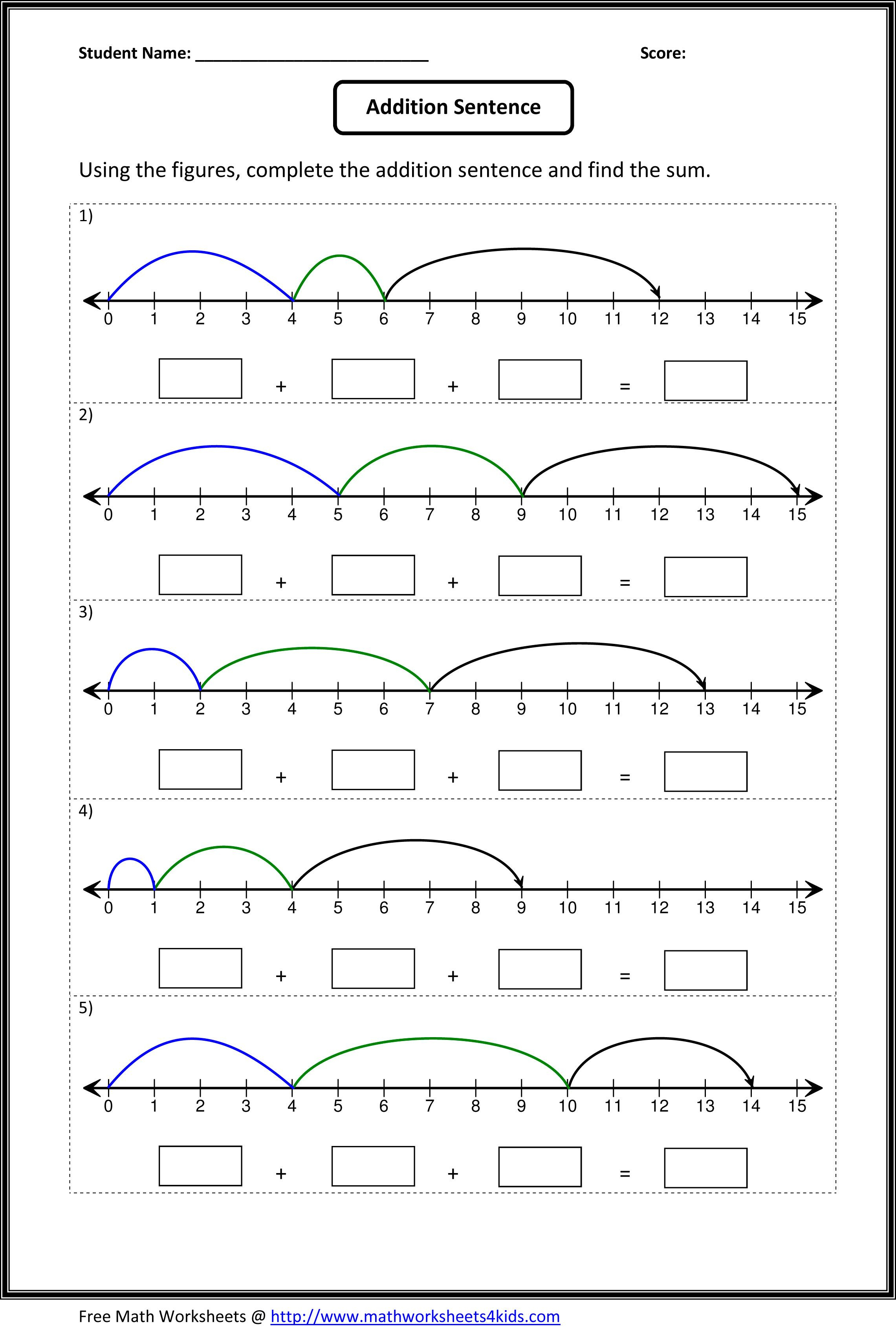 Math Number Line Fill In The Blank Worksheets