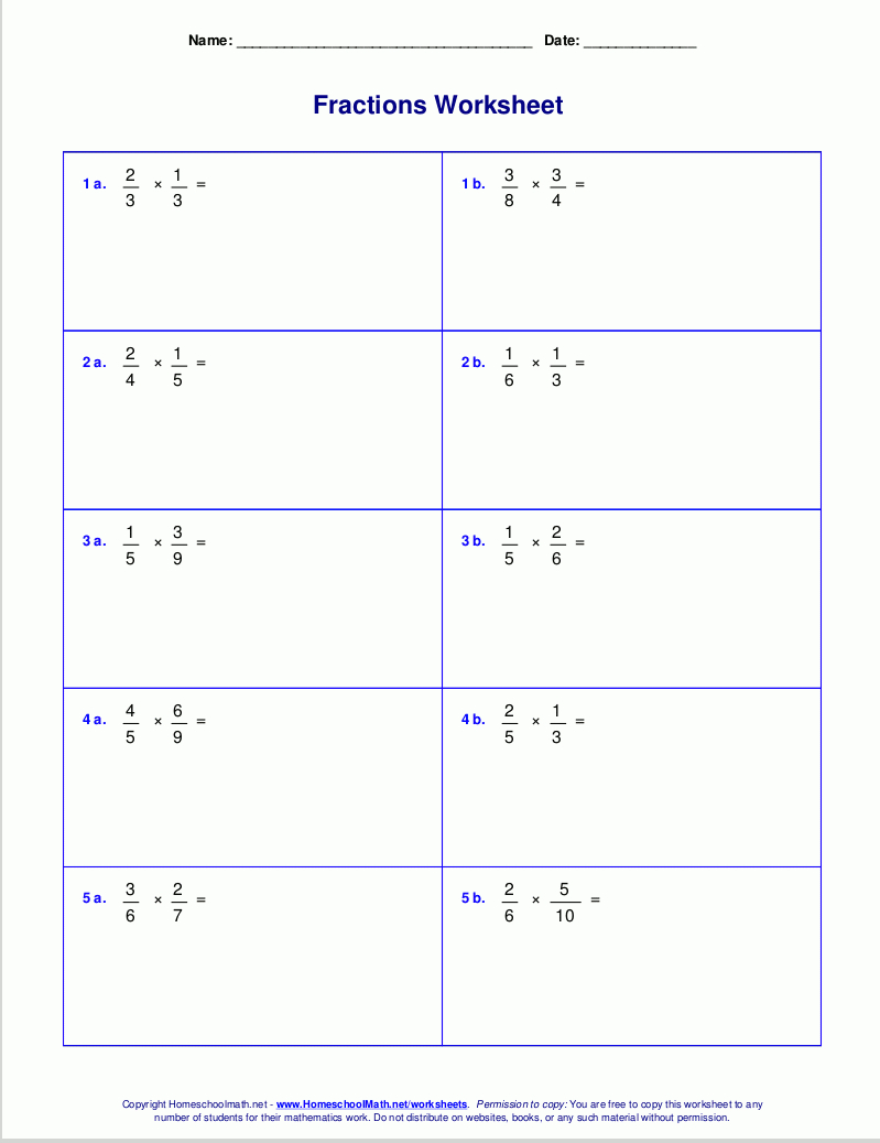 Worksheets For Fraction Multiplication | Fraction Worksheets 6Th Grade Printable