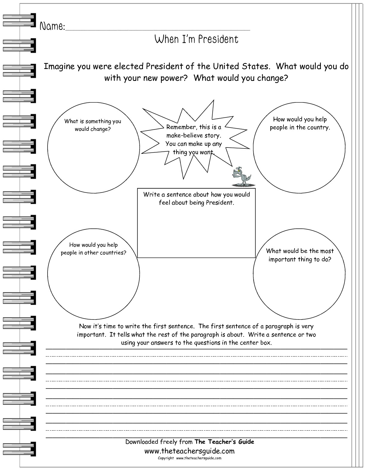 Writing Prompt Worksheets From The Teacher&amp;#039;s Guide | If I Were President Printable Worksheet