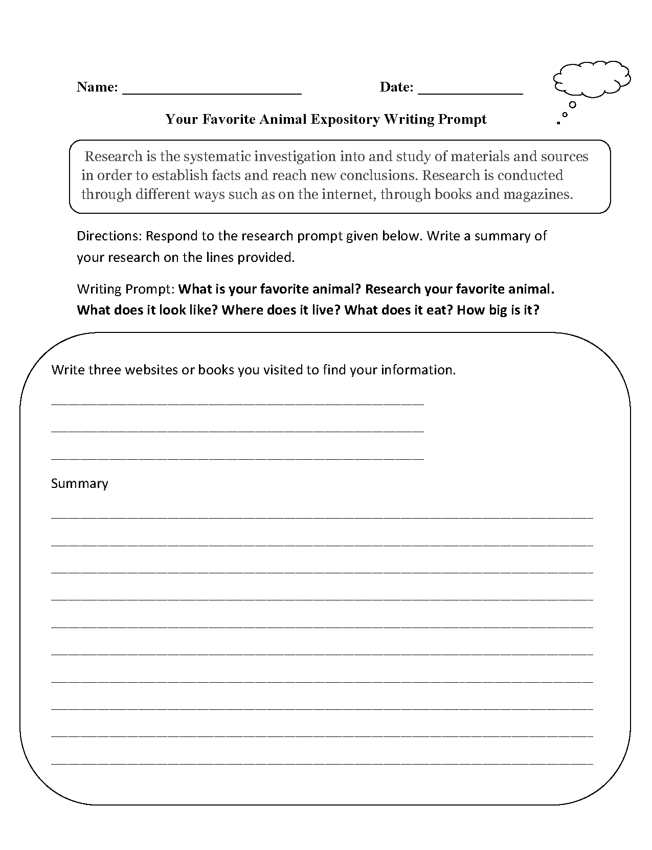 6th Grade Writing Prompts Worksheets